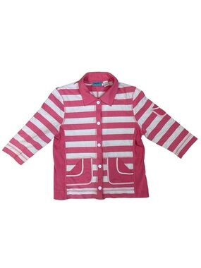 ⭐️ Onque Casuals Pink and White Striped 3/4 sleeve Top- size Medium